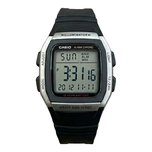 كاسيو ساعة رجالية – أسود / رمادي فاتح / سوار مطاطي (شاشة رقمية)