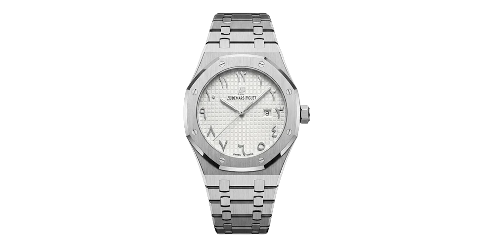 أوديمار بيغه ساعة رجالية – فضي / أبيض / سوار معدني (أرقام عربية)