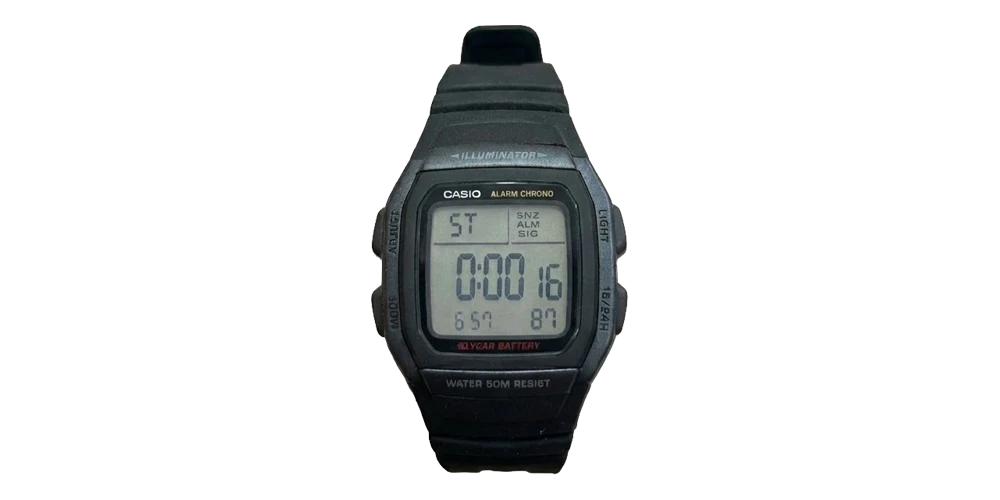 كاسيو ساعة رجالية – أسود / رمادي فاتح / سوار راتنج (شاشة رقمية)