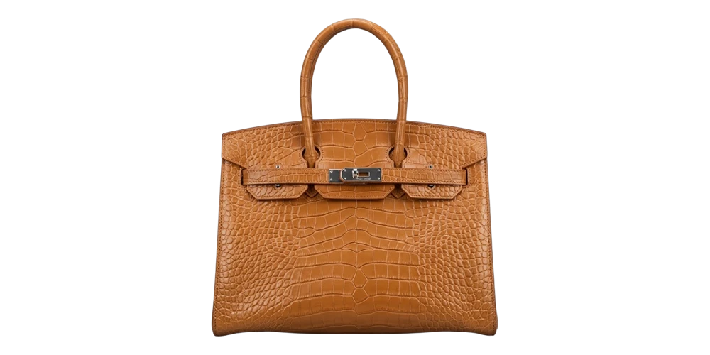حقيبة هيرميس بيركين جلد بنقشة تمساح – بني كراميل