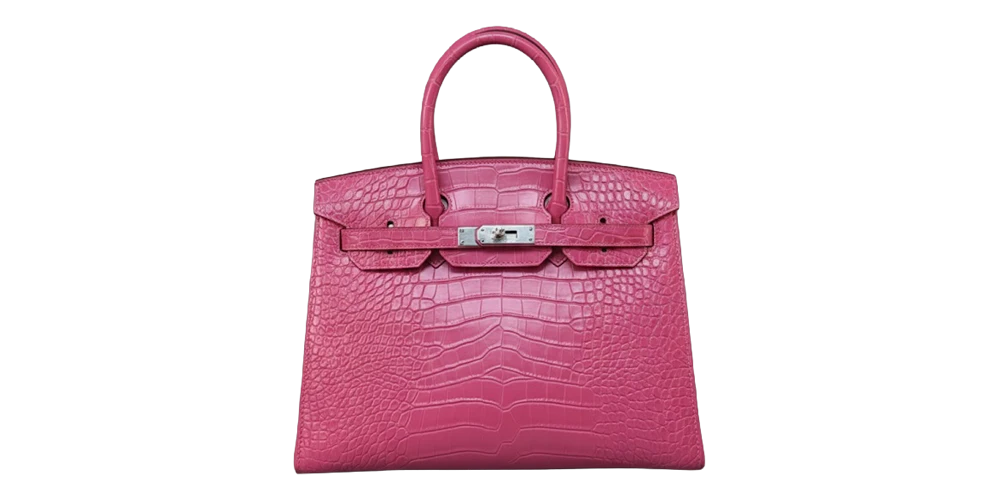 حقيبة هيرميس بيركين جلد بنقشة تمساح – وردي