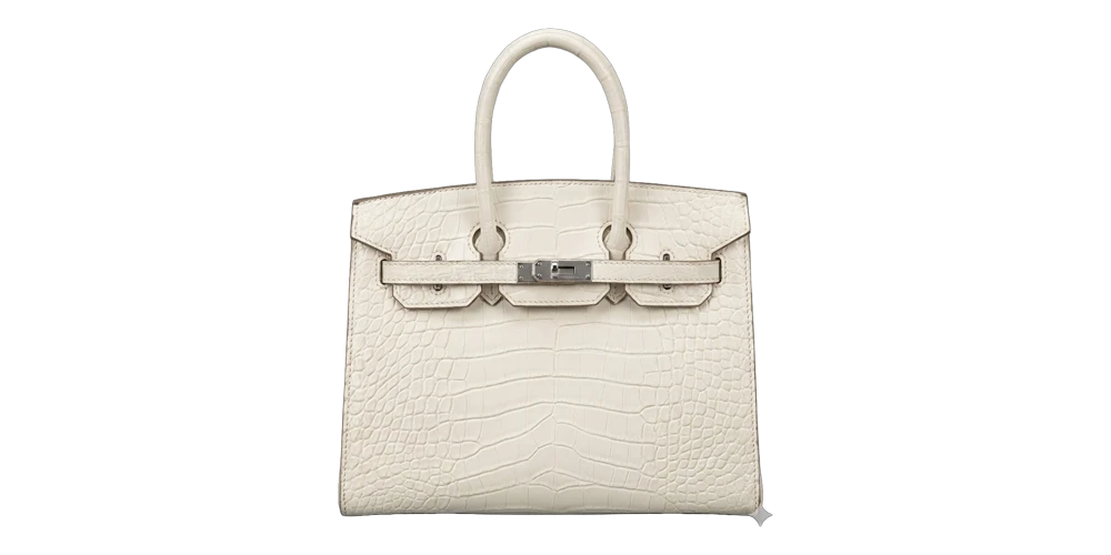 حقيبة هيرميس بيركين جلد بنقشة تمساح – أبيض
